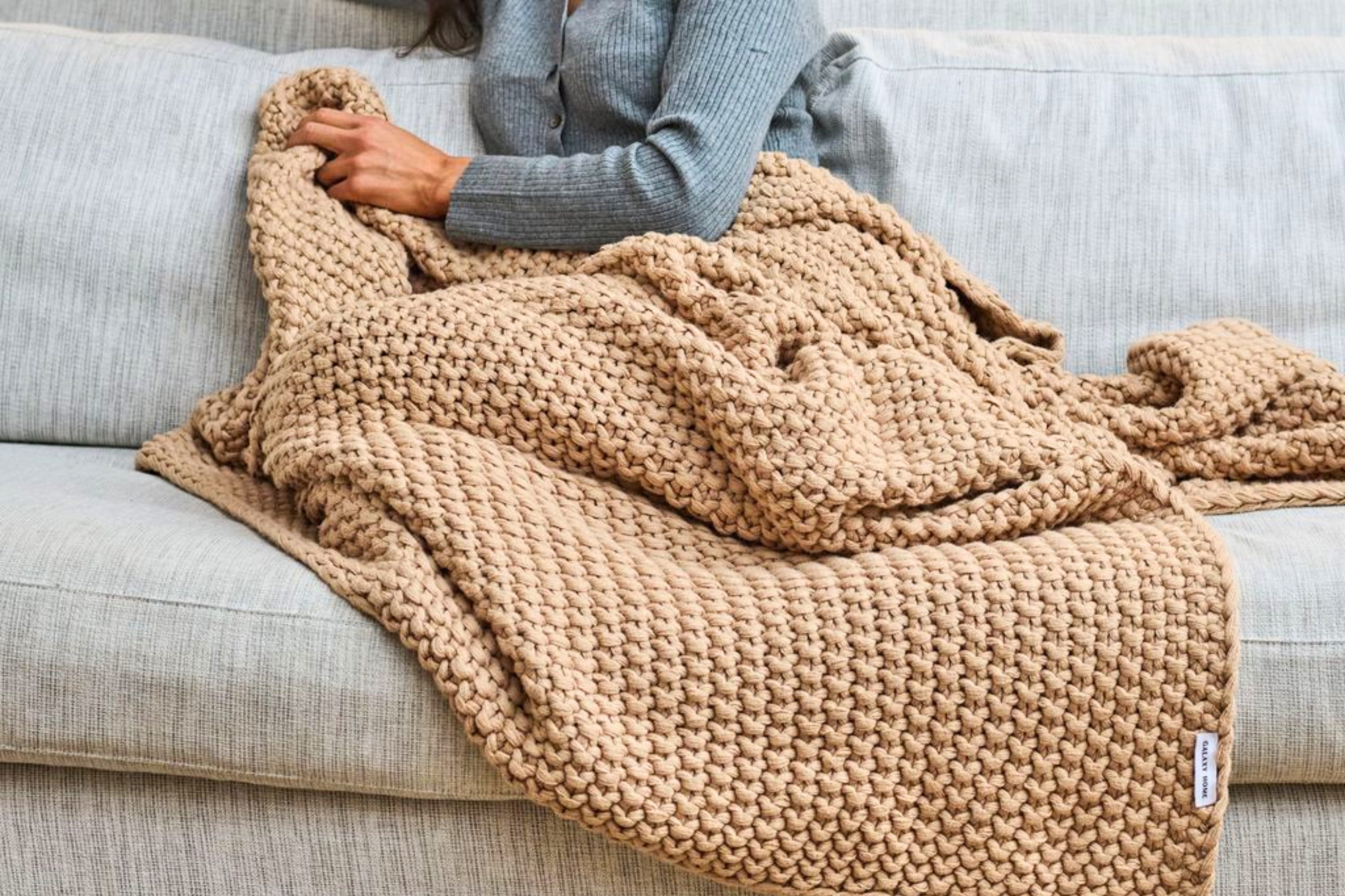 Seed Stitch Cotton Throw Blanket
