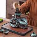 Coiling Dragon Ceramic Teapot Set – Rotating Spout “Lazy Brewer” Tea Set