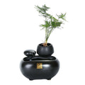 Ceramic Flowing Water Fountain with Mist – Desktop Zen Humidifier Ornament