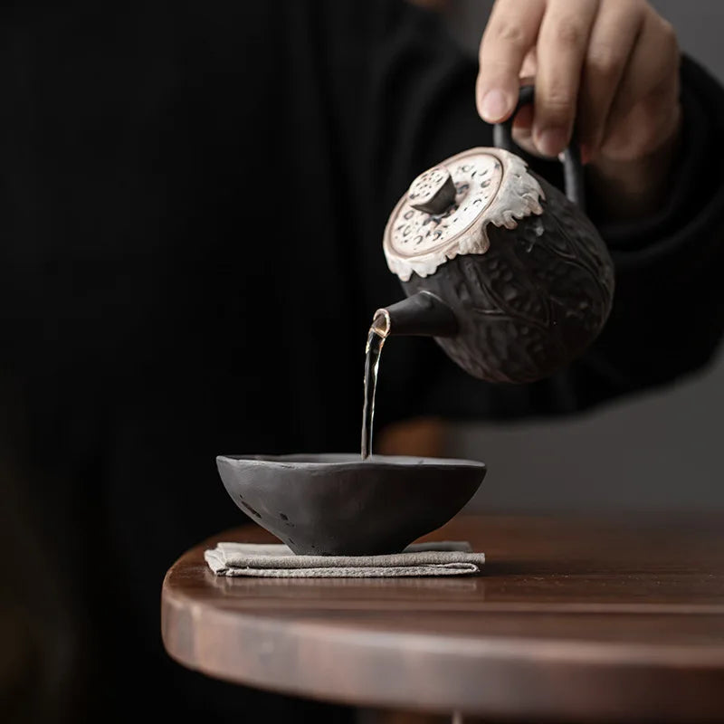 90 ml Wabi-Sabi Ceramic Lotus Tea Cup – Handmade