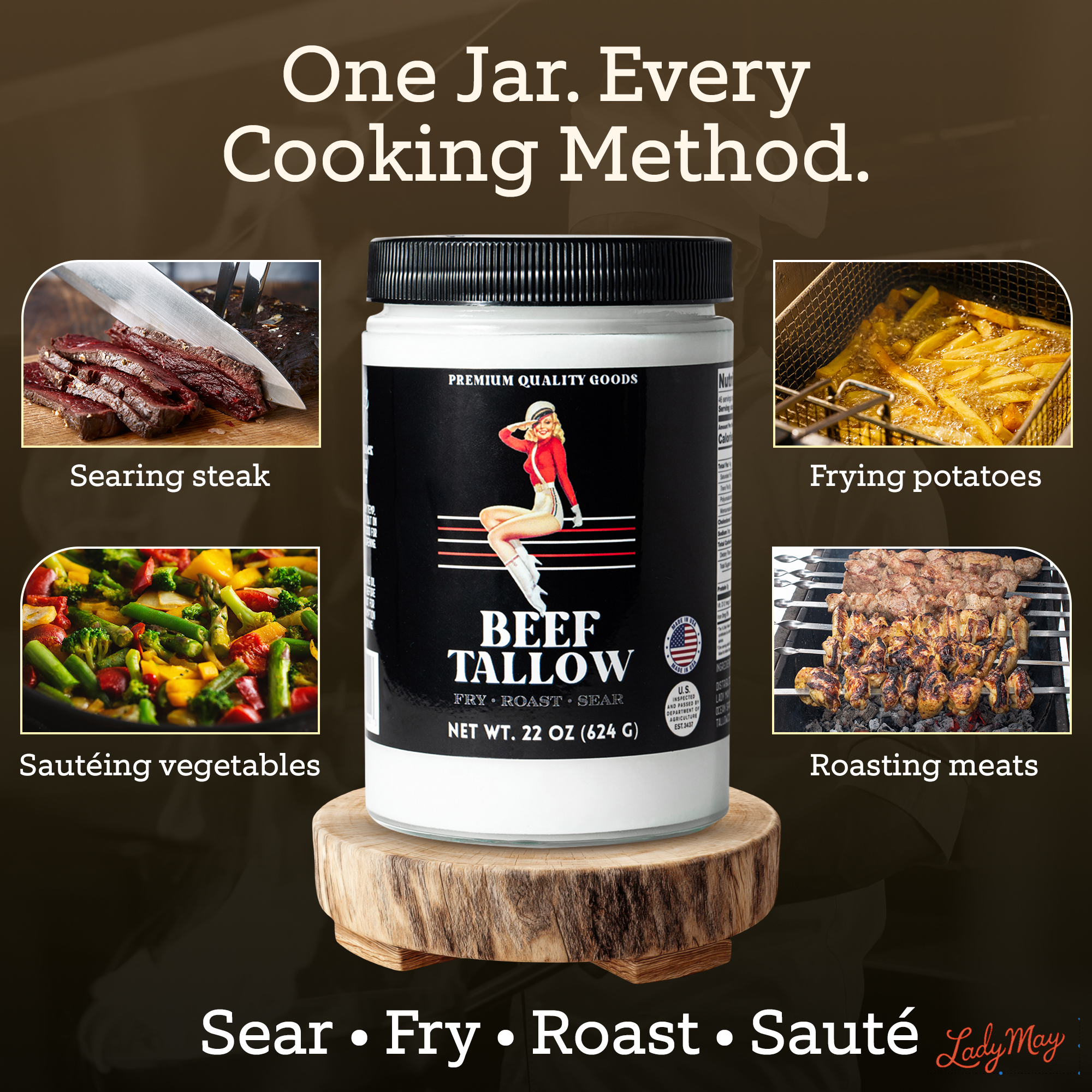 22oz Premium Grass-Fed Beef Tallow | Restaurant-Proven Cooking Fat | Seed Oil-Free